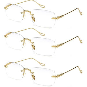 TERAISE Frameless Metal Reading Glasses for Men/Women Blue Light Blocking